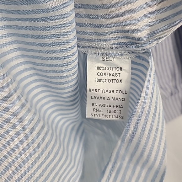 Andree by Unit Women's Yours or Mine Striped Button Down Shirt Sz M Blue White - Picture 6 of 9